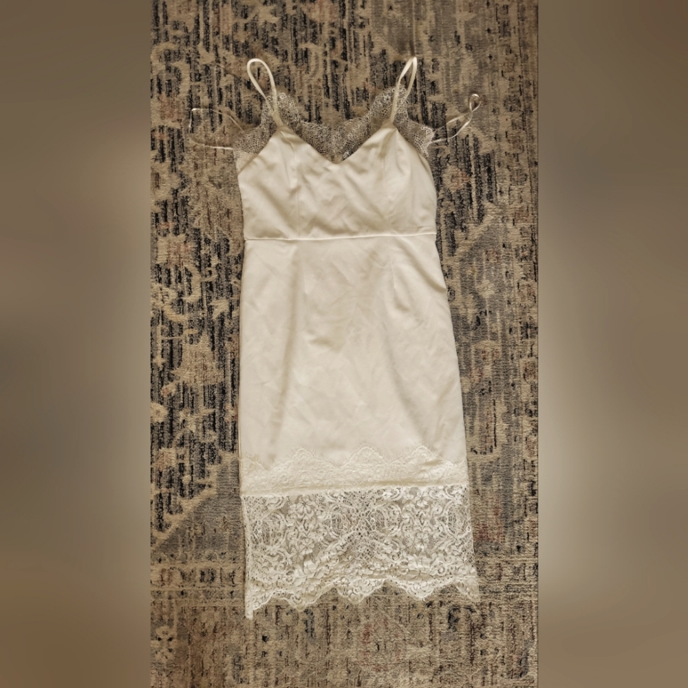 White lace midi Bachelorette worthy dress